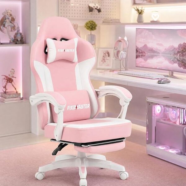 Sedia da ufficio ergonomica con poggiapiedi, sedia da scrivania resistente fino a 150 kg, sedia da gaming in ecopelle, poltrona girevole ergonomica per ufficio domestico e giocatori
