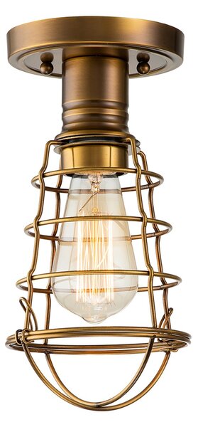 Plafoniera Industrial Nordica Mixon Acciaio Ottone Anticato 1 Luce E27