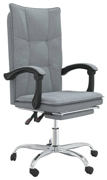 VidaXL Sedia da ufficio con funzione reclinabile in tessuto grigio chiaro
