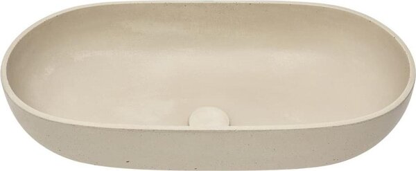 SAT Cemento lavabo da appoggio 65x35 cm sabbia cemento opaco senza foro per rubinetto e troppopieno, sabbia