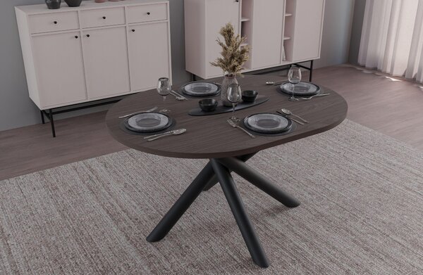Tavolo da pranzo ovale Oslo, 138x100 cm, ideale per soggiorno o sala da pranzo, design moderno. Disponibile nei seguenti colori: Wisconsin (noce), Artisan (rovere), Lindberg (rovere), Portland (frassino nero)
