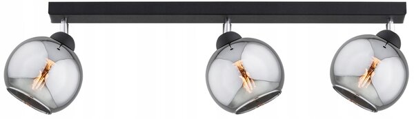 KAR-LIGHTING Lampada da soffitto a 3 luci, nera, in vetro e metallo – Stile a travi per soggiorno, cucina, ufficio, attacco E27