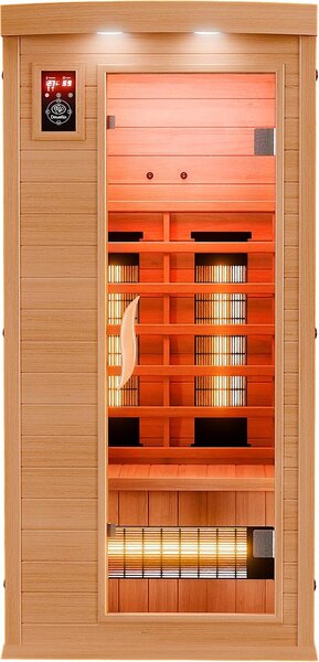 Cabina a infrarossi Dewello Sauna a infrarossi PIERSON 90 cm x 90 cm incl. radiatore a spettro completo, radiatore a pavimento