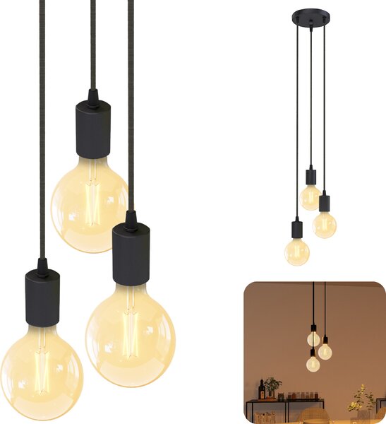 SSC-LUXon PARU lampada a sospensione a 3 luci in stile retrò-industriale con lampadine LED Smart Home CCT Controllo tramite app Wifi