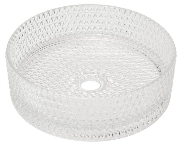 Lavabo da appoggio SAT PURITY Ø 36 cm in vetro trasparente, struttura a rilievo