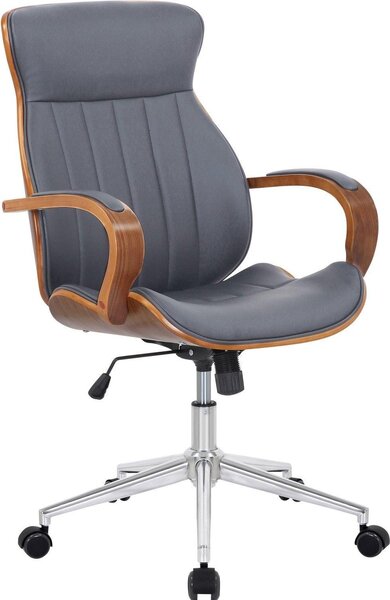 Sedia da ufficio in Pelle finta - Sedia da ufficio ergonomica - Design girevole a 360° | Colore: noce/grigio
