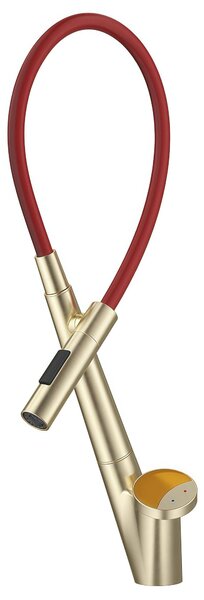 Rubinetto da cucina con tubo flessibile, girevole a 360° e miscelatore monocomando, finitura oro spazzolato