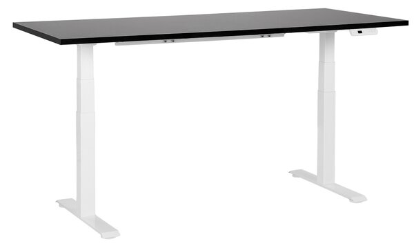 BELIANI Scrivania regolabile in altezza piano nero con struttura in acciaio 180 x 80 cm regolazione elettrica in altezza ufficio moderno