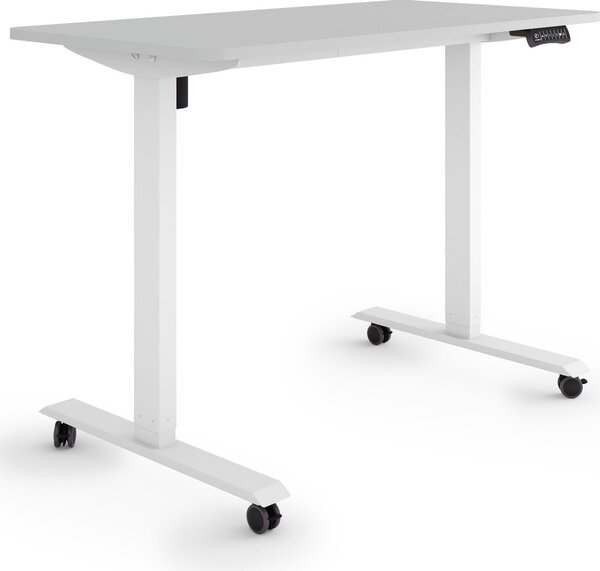 ESMART Germany ETX-121WG 120 x 60 cm Grigio chiaro Scrivania ergonomica in piedi/seduta su rotelle Regolabile elettricamente in altezza in modo continuo 78,5 - 128,5 cm 3x memoria Promemoria attività Avvio/arresto graduale