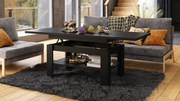 Tavolino da caffè design Rio, con altezza regolabile in modo continuo da 55 a 67 cm, estendibile da 130 a 170 cm, con superficie di appoggio. Tavolo da pranzo