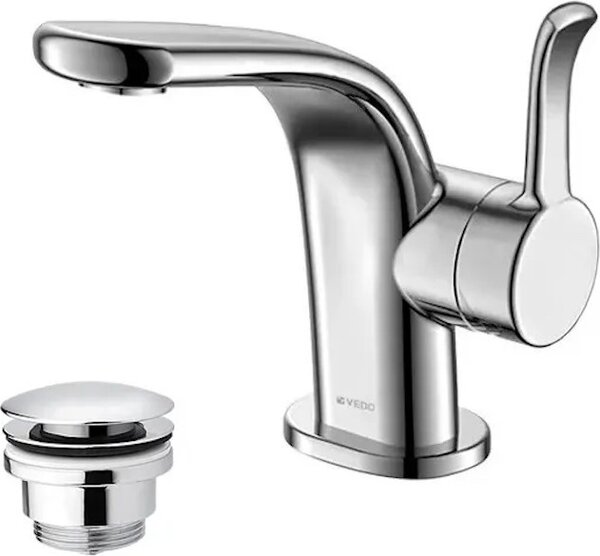 Miscelatore per lavabo con tappo a click-clack, modello CENTO, finitura cromata