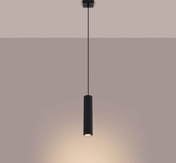 Luce a sospensione Alluminio L: 8 cm H: max. 118 cm Nero GU10 Luce a sospensione moderna