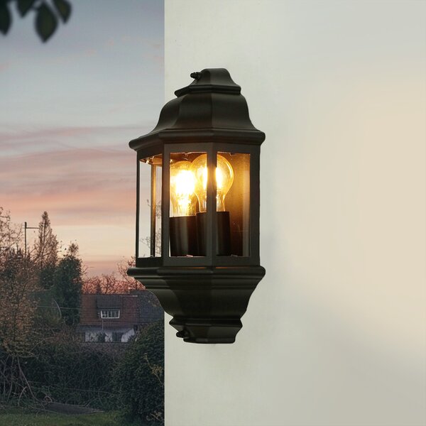Lampada a parete da esterno IP44 nero E27 vetro alluminio lampada da esterno marittima parete giardino cortile