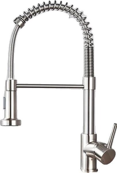 Miscelatore da cucina, Doccetta estraibile, Struttura in ottone, Funzionamento monocomando, Nichel spazzolato U