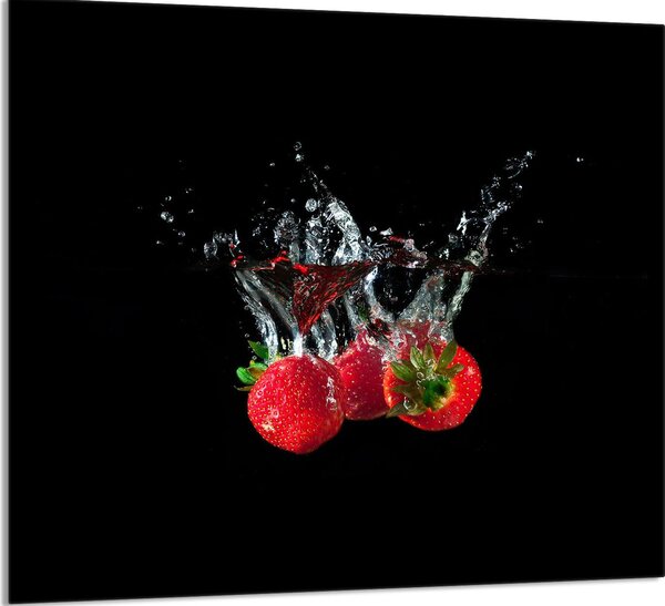 PIATTO IN VETRO PER CUCINA 65x60 Fragole