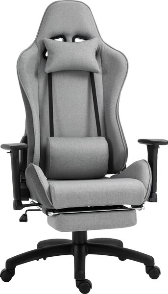 Sedia da ufficio Fortuna Lai con braccioli regolabili, sedia da computer con cuscino poggiatesta e lombare rimovibile, funzione oscillante, grigia, ergonomica e confortevole