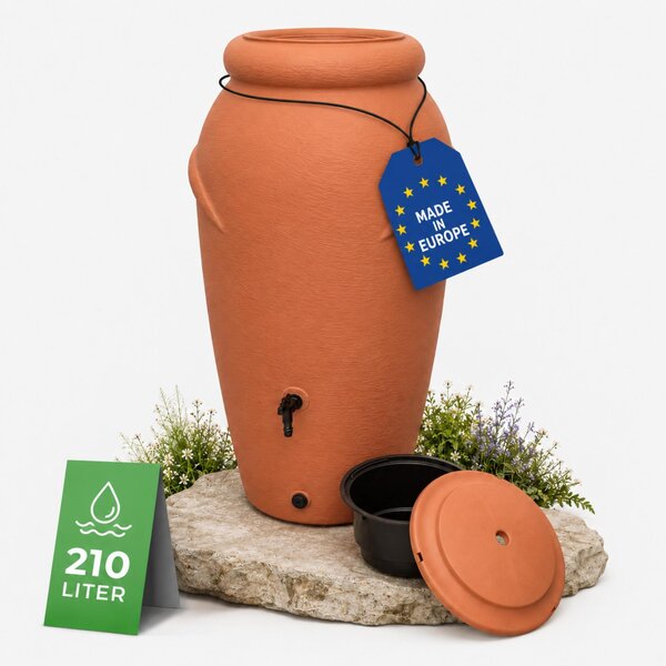 Contenitore per acqua da 210 litri, design anfora, terracotta