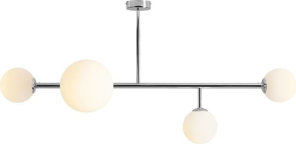 Lampada da soffitto in metallo vetro E14 cromo bianco 3 luci globo moderno