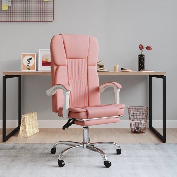 The Living Store Sedia da ufficio reclinabile in Pelle finta rosa