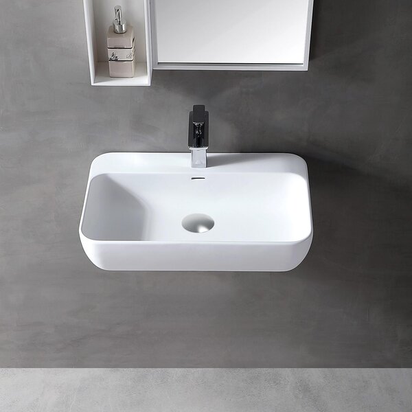 Lavabo a parete Lavabo da appoggio TWG201 - Fusione minerale - Bianco opaco - 60 x 40 x 14 cm