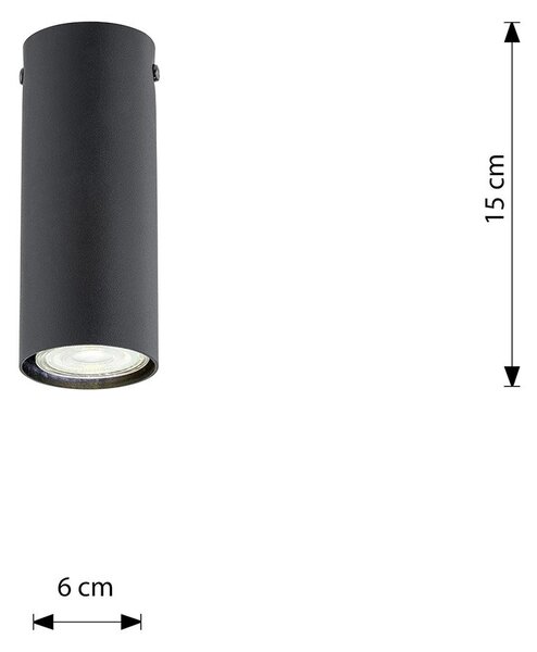 Plafoniera Moderna Faretto Tecno 1 Luce Acciaio Nero 15 Cm