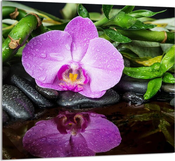PIATTO DI VETRO PER CUCINA 65x60 Orchidea