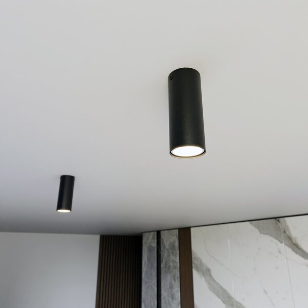 Plafoniera Moderna Faretto Tecno 1 Luce Acciaio Nero 15 Cm