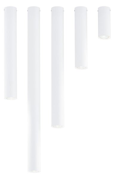 Plafoniera Moderna Faretto Tecno 1 Luce Acciaio Bianco 80 Cm