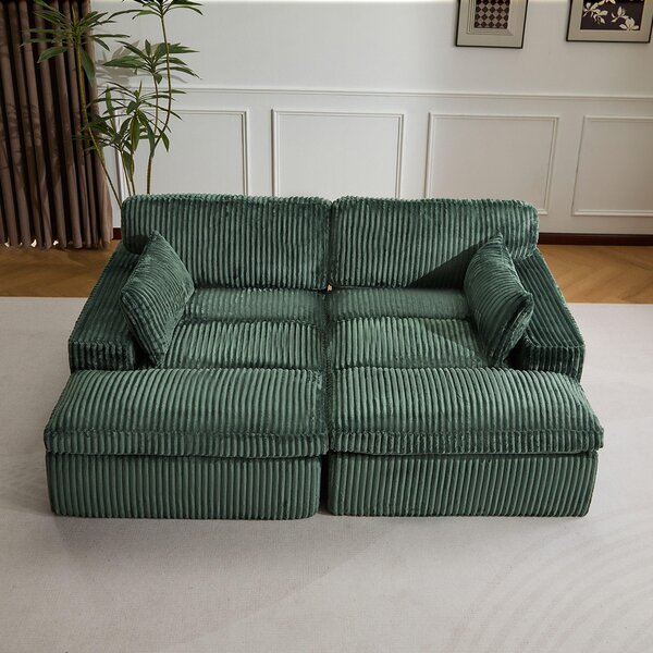Divano a 2 posti in velluto a coste con funzione letto, moderno divano letto per il soggiorno Morbido rivestimento in velluto a coste, combinazione flessibile e ideale per le stanze piccole