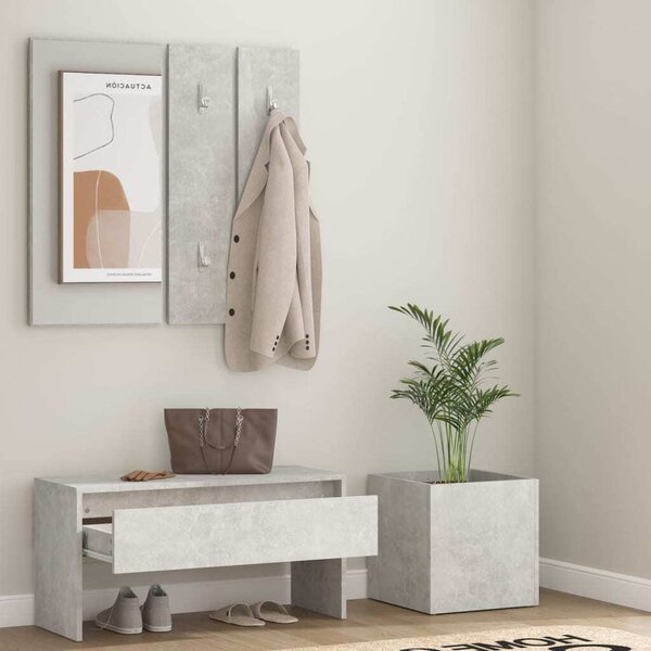 The Living Store Set di mobili per corridoio in cemento grigio materiale legno