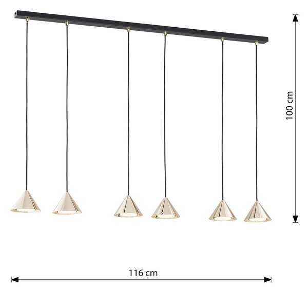 Sospensione Minimal Elit 6 Luci In Acciaio Nero