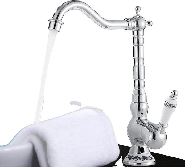 Rubinetto per lavabo, acciaio inox, montaggio a soffitto, flusso d'acqua efficiente