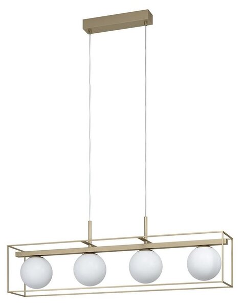 Lampadario Industrial Vallaspra 4 Luci Acciaio Ottone
