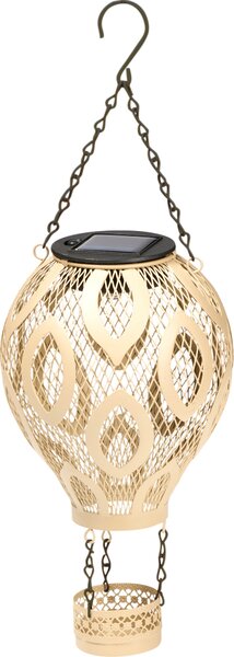 Lampada decorativa a LED a forma di mongolfiera in metallo con illuminazione solare e gioco di ombre, stile orientale, color beige