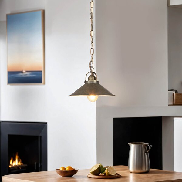 Lampada a sospensione in ottone massiccio anticato E27 Ø 25 cm cucina sala da pranzo sospensione