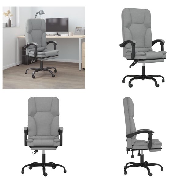 VidaXL Sedia da ufficio con funzione massaggio in tessuto grigio chiaro - Sedia da ufficio massaggiante - Sedie da ufficio massaggianti - Sedia da ufficio con funzione massaggio - Sedia da ufficio elettrica