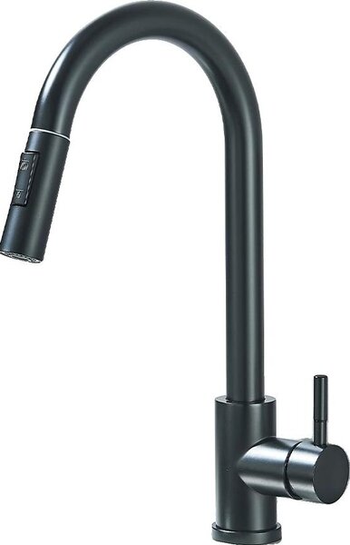 Rubinetto da cucina, funzione spray estraibile, comando monocomando, nero opaco