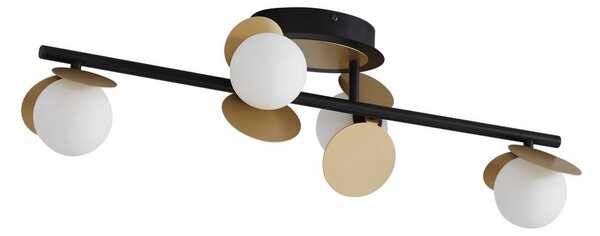 Lucande Lampada da soffitto LED Pallo, 4 luci, nero/oro, vetro