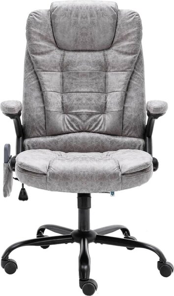 Sedia da Ufficio Massaggiante Grigio Chiaro in Scamosciato