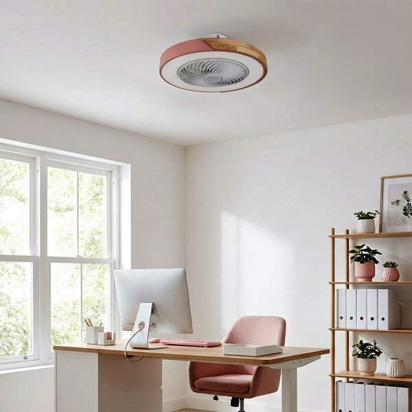 Brilagi - Lampada LED dimmerabile con ventilatore LED/38W/230V 50 cm rosa/rovere +telecomando