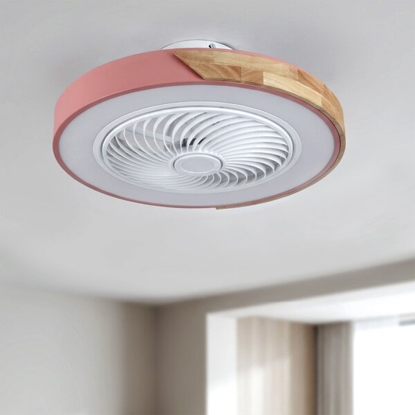 Brilagi - Lampada LED dimmerabile con ventilatore LED/38W/230V 50 cm rosa/rovere +telecomando