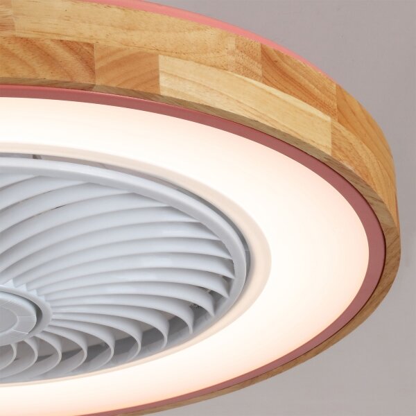 Brilagi - Lampada LED dimmerabile con ventilatore LED/38W/230V 50 cm rosa/rovere +telecomando