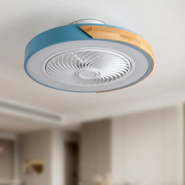 Brilagi - Lampada LED dimmerabile con ventilatore LED/38W/230V 50 cm blu/rovere + telecomando