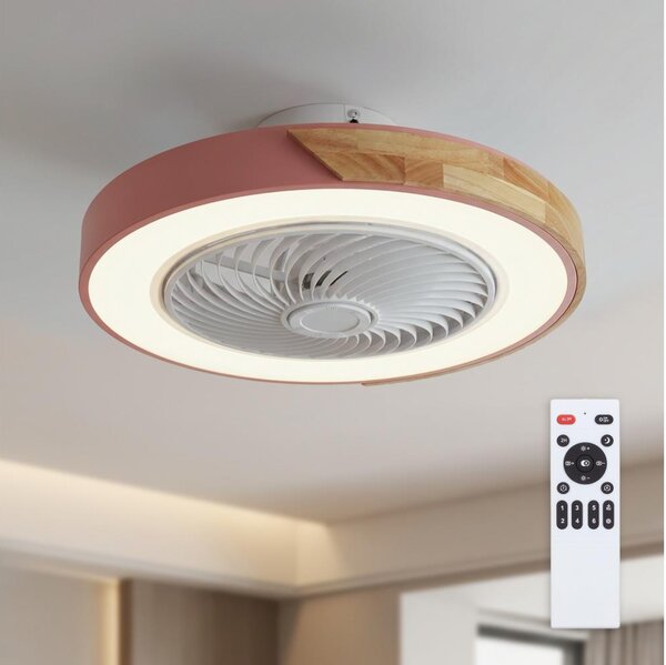 Brilagi - Lampada LED dimmerabile con ventilatore LED/38W/230V 50 cm rosa/rovere +telecomando