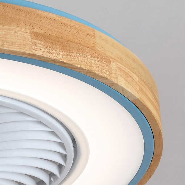 Brilagi - Lampada LED dimmerabile con ventilatore LED/38W/230V 50 cm blu/rovere + telecomando