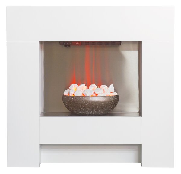 Caminetto elettrico Adam Cubist con elegante cornice in bianco, 36 pollici