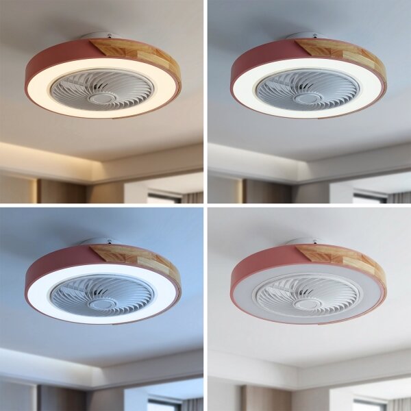 Brilagi - Lampada LED dimmerabile con ventilatore LED/38W/230V 50 cm rosa/rovere +telecomando