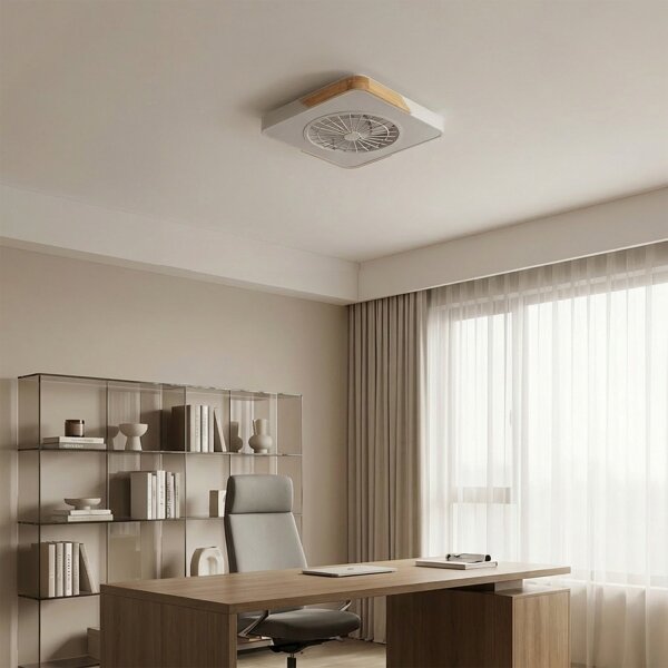 Brilagi - Lampada dimmerabile a LED con ventilatore, 38 W, 230 V, 50 cm, bianco/rovere + telecomando