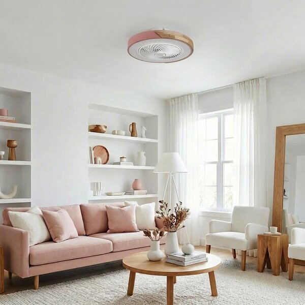 Brilagi - Lampada LED dimmerabile con ventilatore LED/38W/230V 50 cm rosa/rovere +telecomando