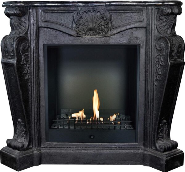 Caminetto etanolo Xaralyn - Louis BCL-B - pietra naturale nera - riscaldamento 3 kW - caminetto da incasso incluso - caminetto decorativo